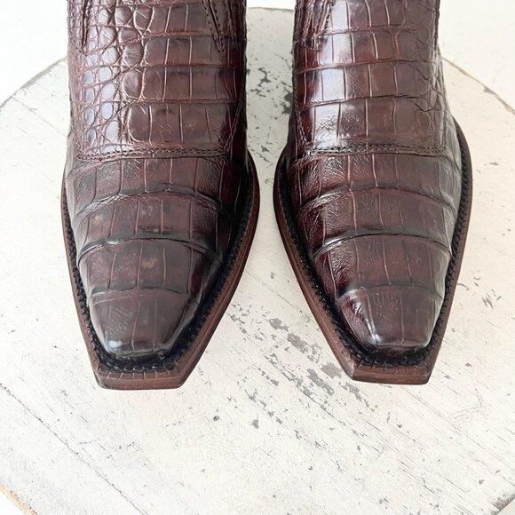 Rod Patrick Womens Brown Loafers 6C Caiman Leather Western Boots Slip On Shoes - Picture 6 of 11